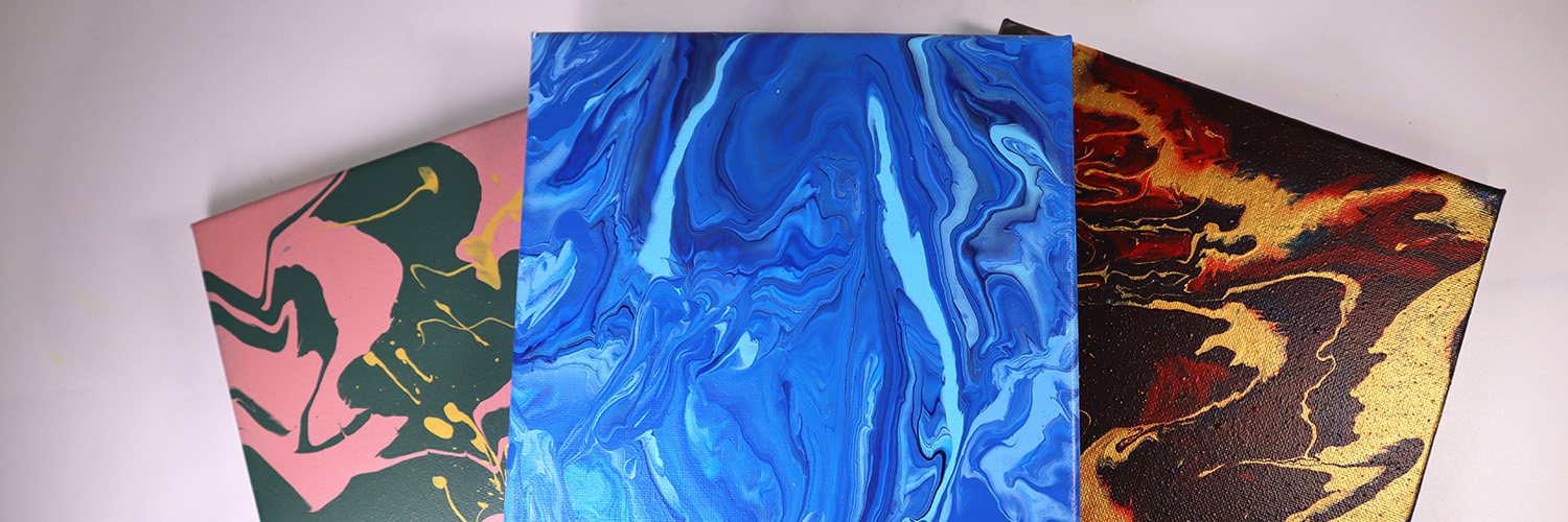 acrylic pour canvas banner